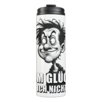Cartoonkunst mit „Zum Glück…“-Zitat