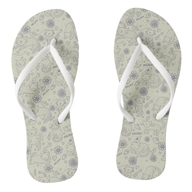 Cartoonmuster mit lustigen Katzen Flip Flops (Fußbett)