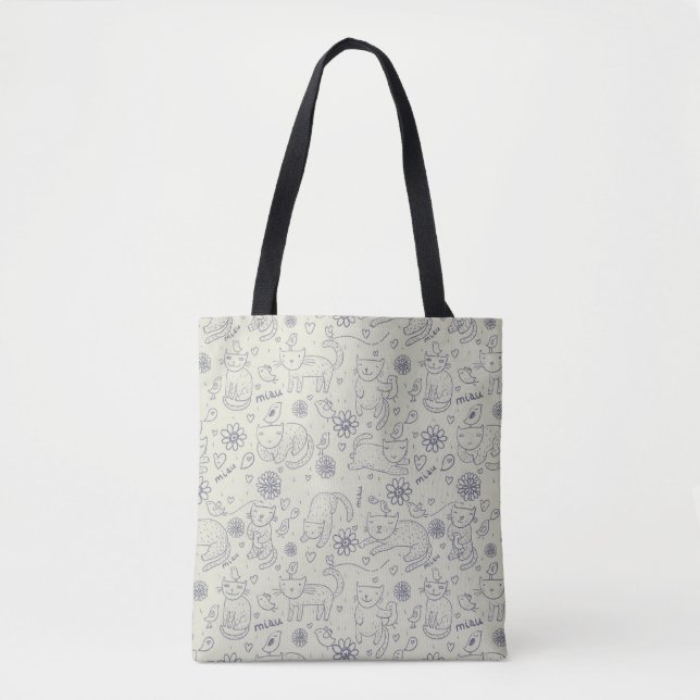 Cartoonmuster mit lustigen Katzen Tasche (Vorderseite)