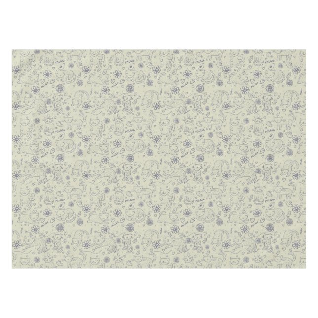Cartoonmuster mit lustigen Katzen Tischdecke (Vorderseite (Horizontal))