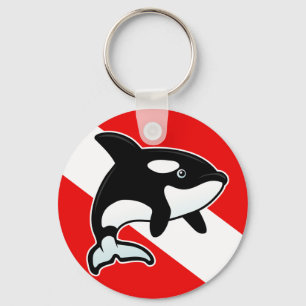 Cartoonorca-Tauchen-Flagge Schlüsselanhänger