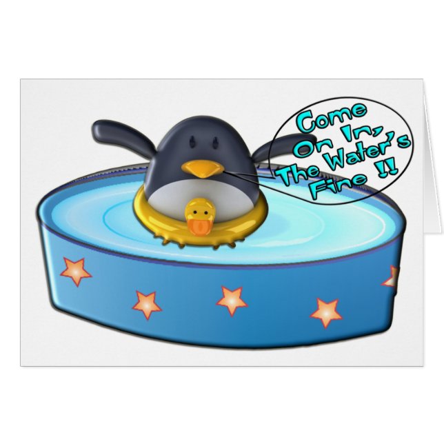 CartoonPenguin im Pool (Vorderseite (Horizontal))