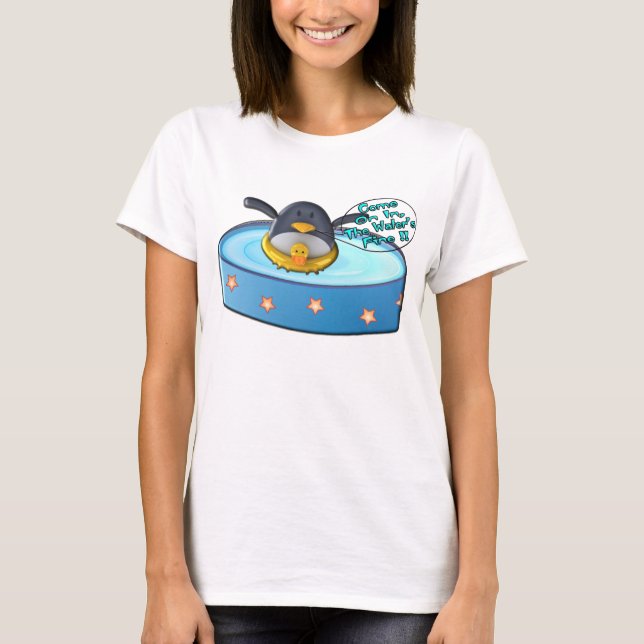 CartoonPenguin im Pool T-Shirt (Vorderseite)
