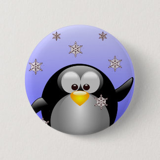 CartoonPenguin mit Schneeflocken Button