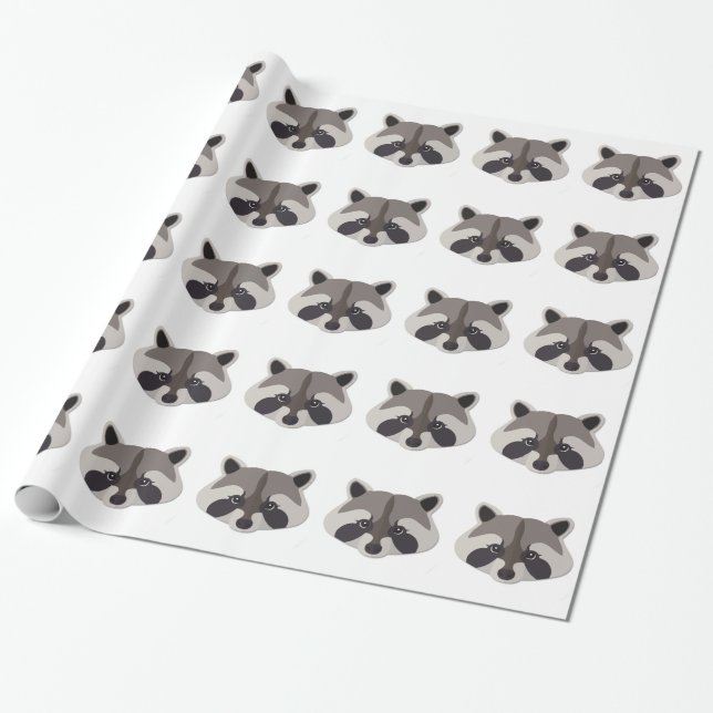 Cartoonraccoon-Kopf Geschenkpapier (Ungerollt)