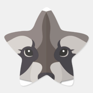 Cartoonraccoon-Kopf Stern-Aufkleber