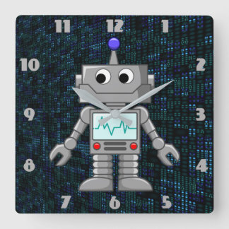 Cartoonroboteruhr Quadratische Wanduhr