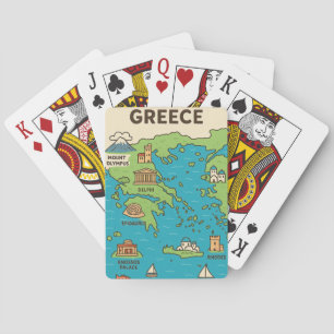 Cartoonsche Karte von Griechenland – Illustrierte Spielkarten