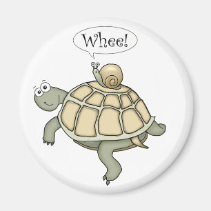 Cartoonschildkröte und -schnecke Whee! Magnet