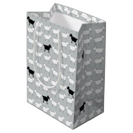 Cartoonschwarzweiss-Schafmonogeschenktasche Mittlere Geschenktüte