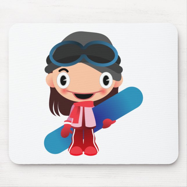 Cartoonsnowboarder-Mädchen Mousepad (Vorne)