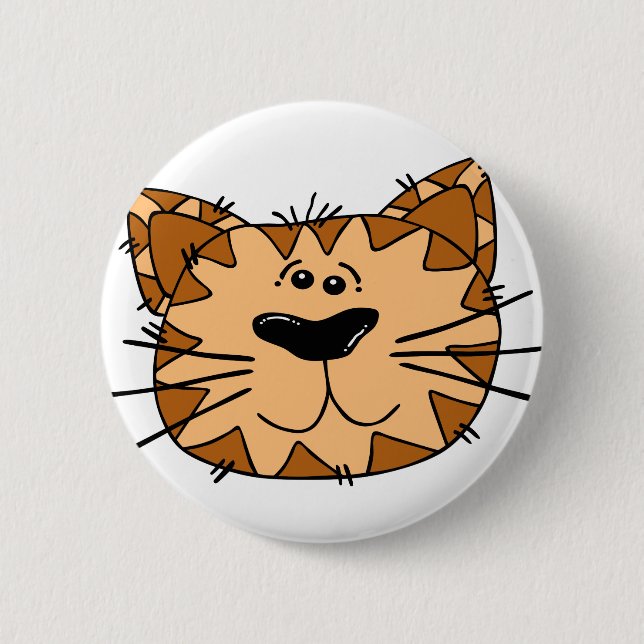 Cartoontabby-Katzen-Gesicht Button (Vorderseite)