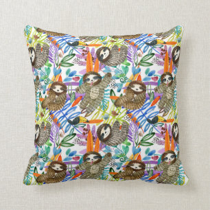 CartoonWatercolorsloth-Muster Kissen