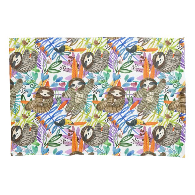 CartoonWatercolorsloth-Muster Kissenbezug (Vorderseite-Links)