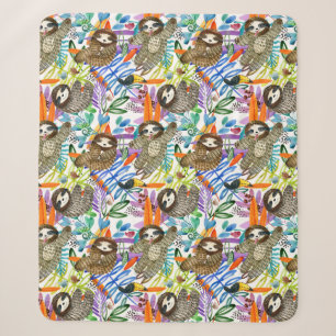 CartoonWatercolorsloth-Muster Sherpadecke