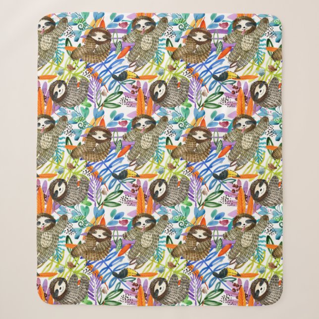 CartoonWatercolorsloth-Muster Sherpadecke (Vorderseite)