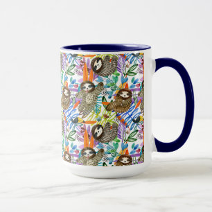 CartoonWatercolorsloth-Muster Tasse