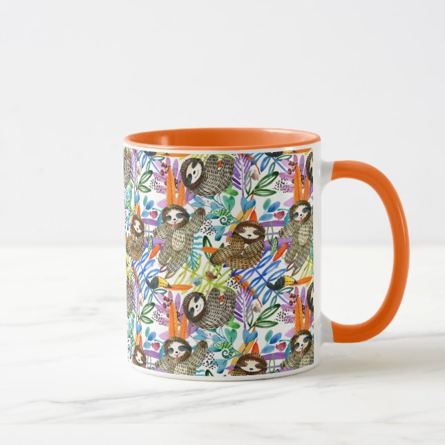 CartoonWatercolorsloth-Muster Tasse (Rechts)