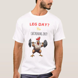 Cartoony chicken working out - leg day motivation T-Shirt