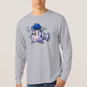 Cartoony French Fish mit Beret T-Shirt