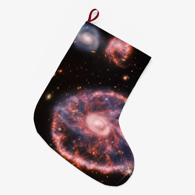 Cartwheel Galaxy, James Webb Space Telescope Großer Weihnachtsstrumpf (Vorderansicht (hängend))