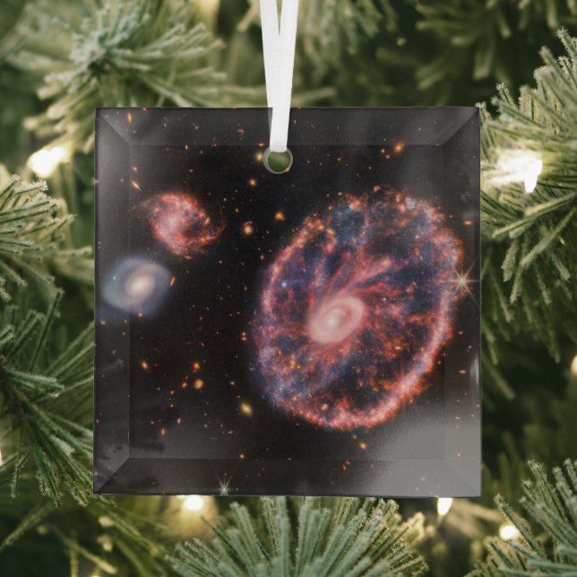 Cartwheel Galaxy, James Webb Space Telescope Ornament Aus Glas (Insitu)