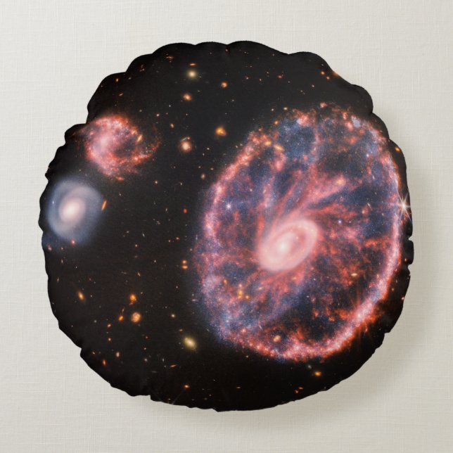 Cartwheel Galaxy, James Webb Space Telescope Rundes Kissen (Vorderseite)