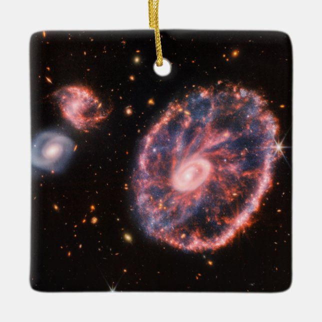 Cartwheel Galaxy JWST James Webb Space Telescope Keramikornament (Vorderseite)