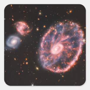 Cartwheel Galaxy JWST James Webb Space Telescope Quadratischer Aufkleber