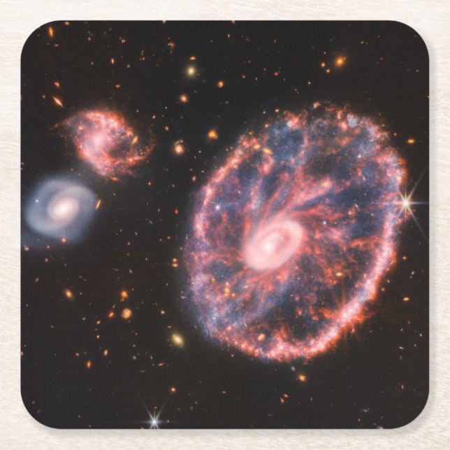Cartwheel Galaxy JWST James Webb Space Telescope Rechteckiger Pappuntersetzer (Vorderseite)