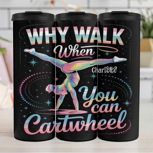 Cartwheel Joy: Gymnastik, Regenbogen, Energie Thermosbecher (Von Creator hochgeladen)