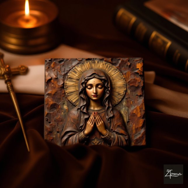 Carved Devotion  Wooden Mary Aufkleber (Von Creator hochgeladen)