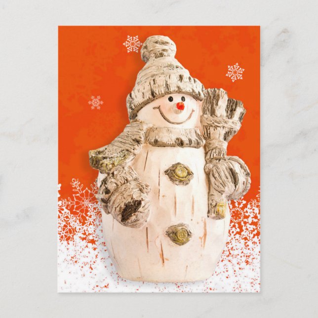 Carved Fig Snowman Postkarte (Vorderseite)