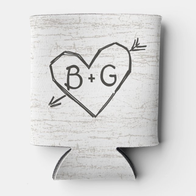 Carved Heart Birch Dosenkühler (Vorderseite)