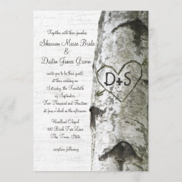 Carved Heart Birch Tree Wedding Einladung