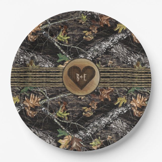Carved Heart Junting Camouflage Party Teller for S (Vorderseite)