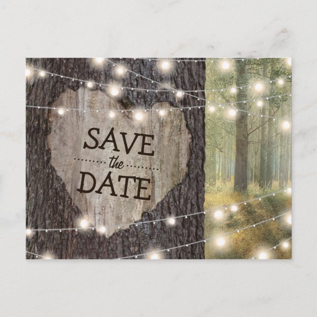 Carved Heart Tree Wedding | SAVE THE DATE Ankündigungspostkarte (Vorderseite)