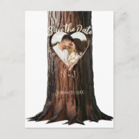 Carved Heart Treppe Rustikales Save the Date Foto