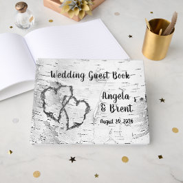 Carved Hearts Birch Tree Bark Guest Book Gästebuch
