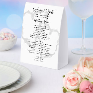 Carved Hearts Standing Wedding Menu Tischaufsteller