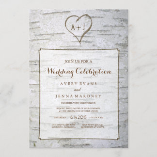 Carved Herz in Tree Hochzeitseinladung Einladung