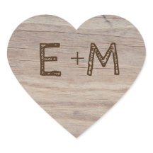 Carved Holz Herz rustikale Initialen Hochzeit