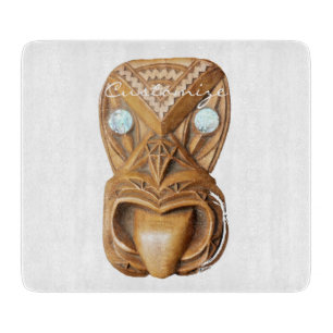 Carved Maori Tiki Face Thunder_Cove Schneidebrett
