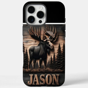 Carved Moose Wood Sign iPhone 16 Pro Max Hülle