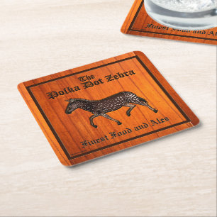 Carved Polka Dot Zebra Englisch Rechteckiger Pappuntersetzer