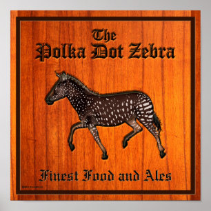 Carved Polka Dot Zebra English Pub Poster