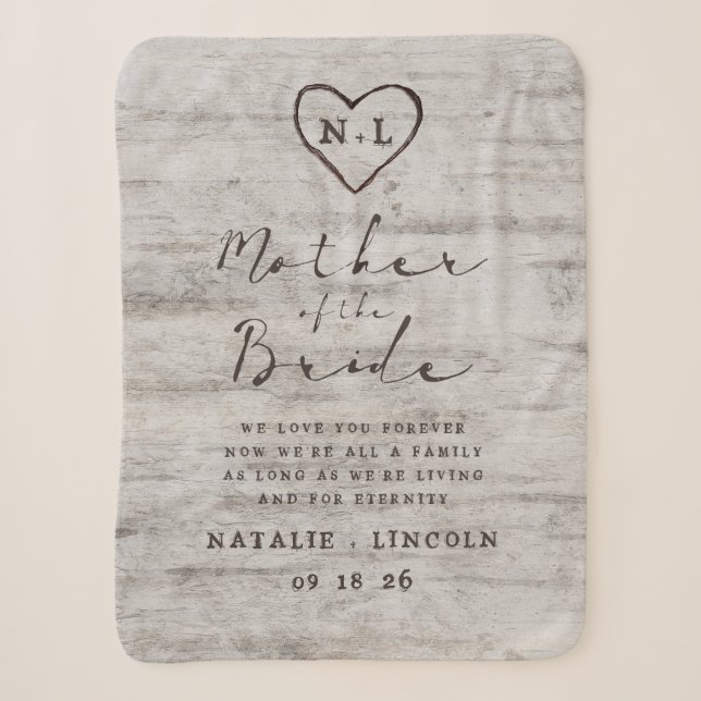 Carved Sweethearts Birch Mother of the Bride Quote Sherpadecke (Vorderseite)