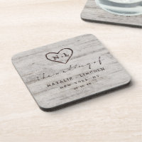 Carved Sweethearts Rustic Birch Wedding Monogram