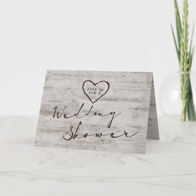 Carved Sweethearts Rustic Couple's Polterabend Einladung (Vorderseite)