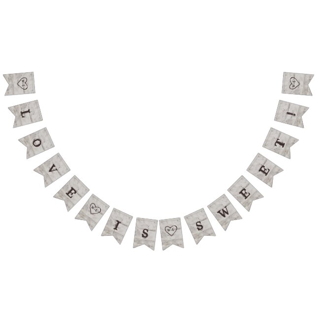 Carved Sweethearts Rustikale Liebe ist Sweet Weddi Wimpelkette (Alle)